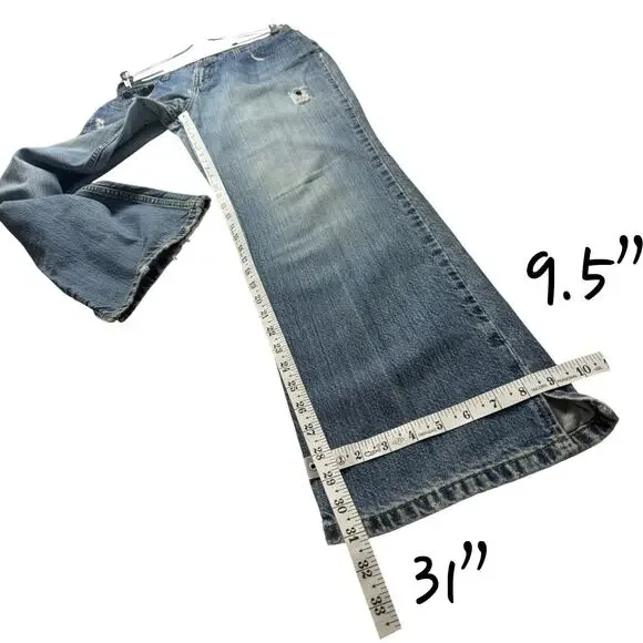 Cruel Girl Low Rise Bootcut Jeans Mid Wash Distressed 13R Western Y2k - Picture 6 of 11